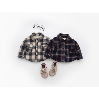 SALE เชิ้ตแขนยาวลายสก๊อต รุ่นบุซับในอุ่น (หนา)(SHIRT1)