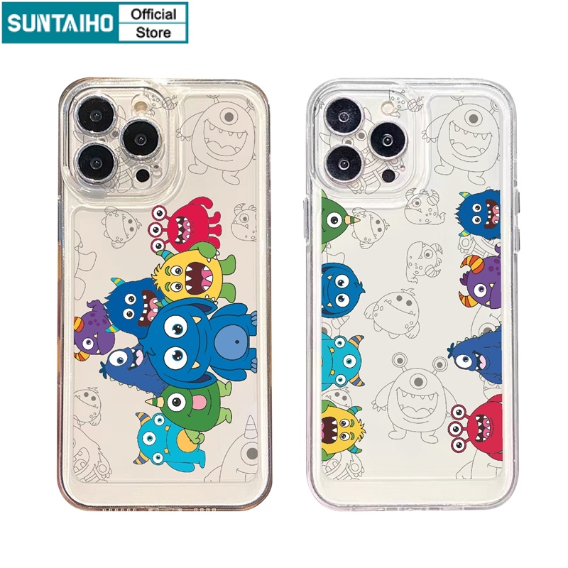 Suntaiho เคสโทรศัพท์มือถือแบบนิ่ม TPU ใส ลายมอนสเตอร์ตัวเล็ก สําหรับ iPhone 12 13 Pro MAX 12Pro 7 8 Plus X XR XS MAX SE 2020