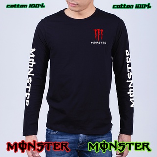 Monster เสื้อยืด แขนยาว เขียว แดง ใส่เท่ๆมอนสเตอร์ ผ้าดี cotton100 เกรดพรีเมี่ยม ถูกที่สุด รับประกัน เสื้อMONSTER