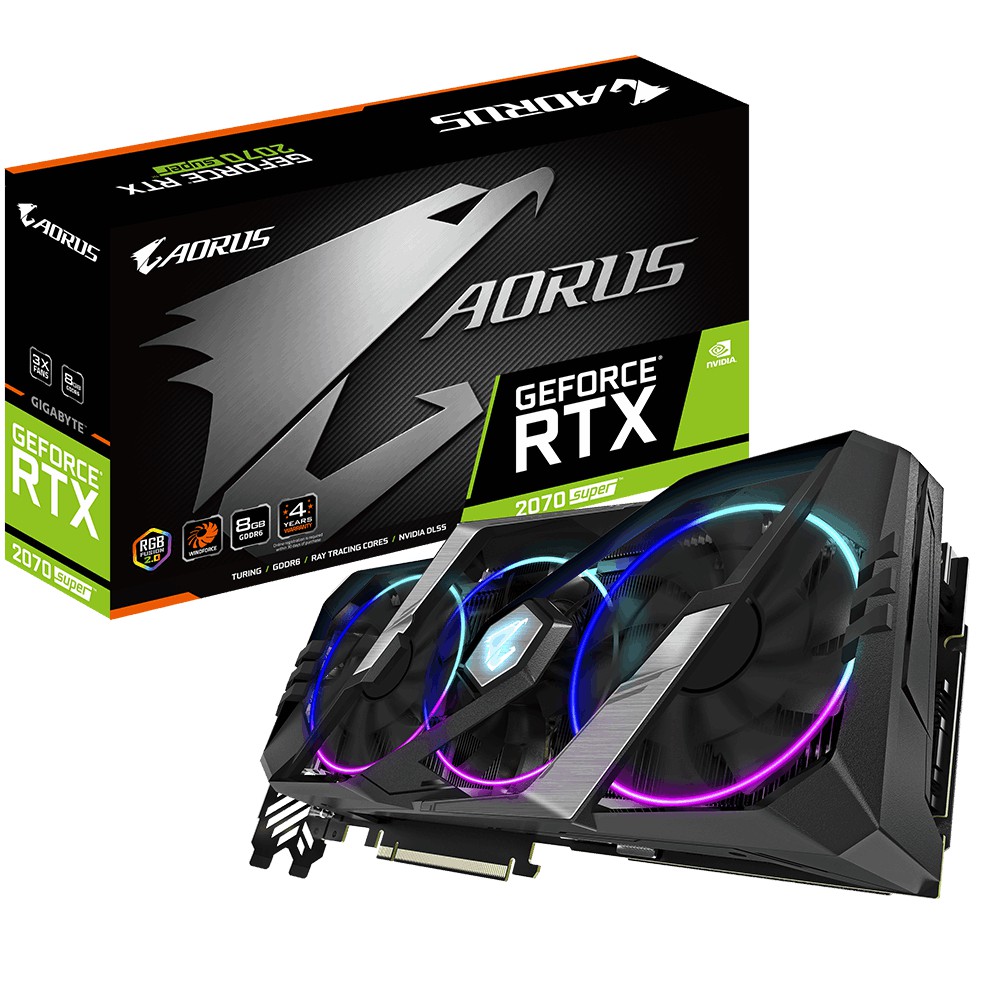 VGA (การ์ดแสดงผล) GIGABYTE AORUS GEFORCE RTX2070 SUPER 8G - 8GB GDDR6 (GV-N2070SAORUS-8GC)