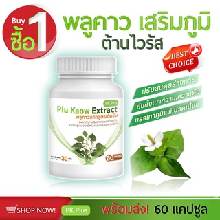 🔥ส่งฟรี! ส่งไว🔥 PK Plus Plu Kaow  (1 กระปุก 60 แคปซูล) พลูคาวสกัด พลูคาวสกัดสูตรเข้มข้น พลูคาว เสริมภูมิ ต้านไวรัส