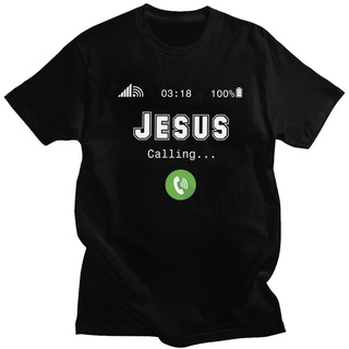 【สไตล์ฮาราจูกุ】เสื้อยืดลําลอง ผ้าฝ้าย 100% แขนสั้น คอกลม พิมพ์ลาย Jesus Is Calling สําหรับผู้ชาย LHZYสามารถปรับแต่งได้