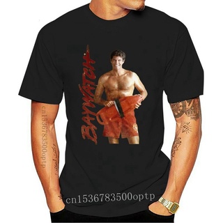 เสื้อยืดผ้าฝ้ายพิมพ์ลายแฟชั่น ขายดี เสื้อยืดลําลอง แขนสั้น พิมพ์ลาย Baywatch David Hasselhoff TV LA Beach Lifeguard Mitc