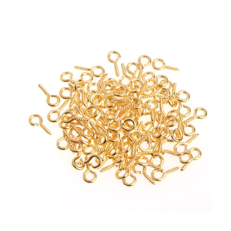 ✿Inf✿100 Pcs DIY Jewelry Screw Claw Golden Silver Accessories Mini Eye Pins Bolt Bail