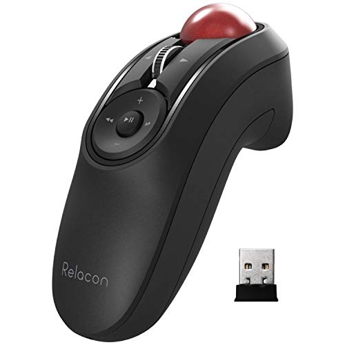 [🗻ส่งตรงจากญี่ปุ่น✈]Elecom Mouse Wireless (รวมตัวรับสัญญาณ) Trackball Handy Type Relacon พร้อมปุ่มควบคุมสื่อ Silent Black M-RT1DRBK