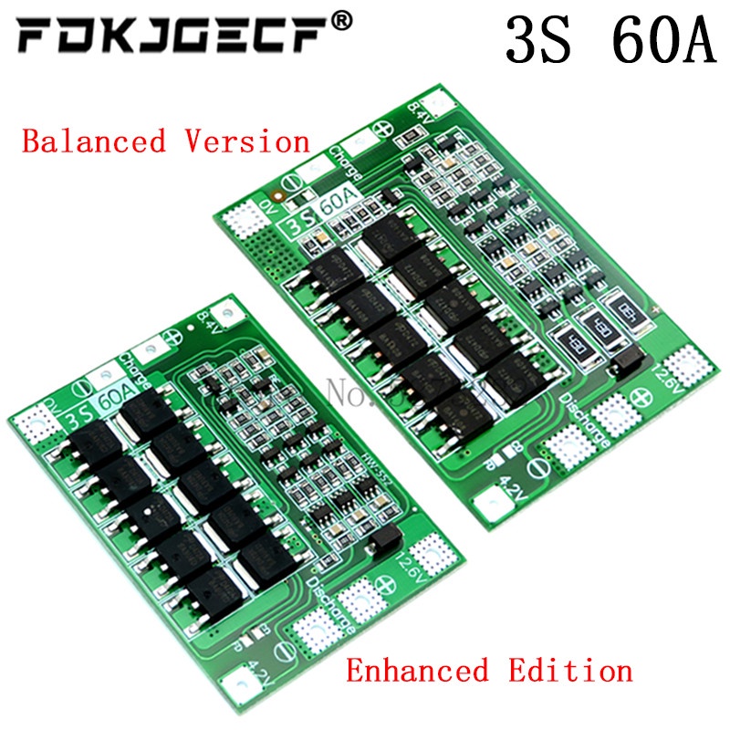 เสริม/Balance 3S 60A BMS Board/Li-Ion 12.6V 18650 BMS PCM แบตเตอรี่ป้องกันสําหรับ Li-Ion แบตเตอรี่/1