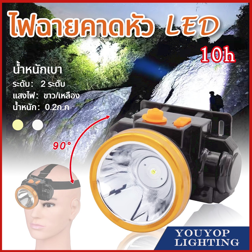 ไฟฉายคาดหัว LED ไฟฉายแรงสูง ขนาดเล็ก แบตทน กันน้ำ ส่องไกล500-1000เมตร แบตอึด10-15ไฟฉายติดหน้าผาก หัวไฟ กรีดยาง ส่องสัตว
