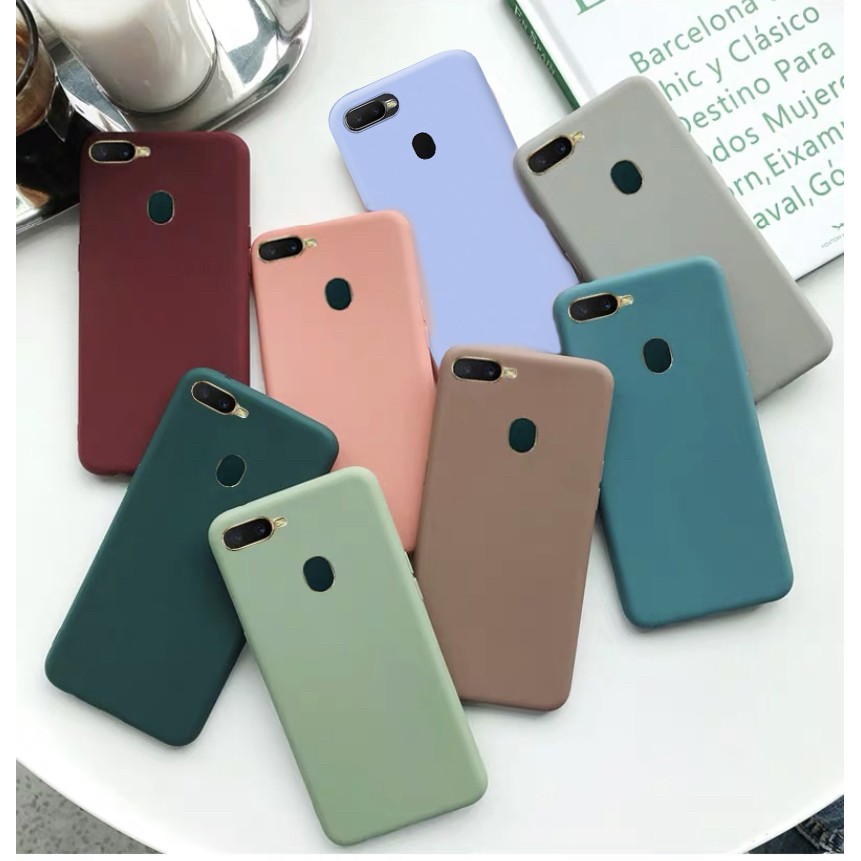 Oppo A5S F7 F9 A12 A7 Candy Color Slim Thin Matte Skin Soft TPU Android Silicon Case Cover