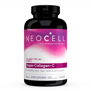 Neocell, Super Collagen + C, Type 1 &amp; 3, 6,000 mg, 250 Tablets คอลลาเจน นำเข้าจากอเมริกา