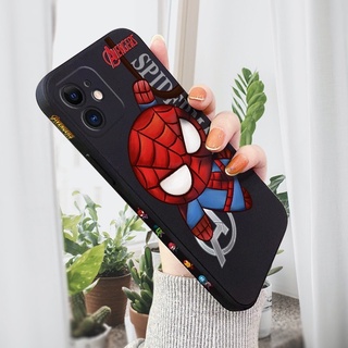 เคสซิลิโคนนิ่ม ขอบสี่เหลี่ยม ลายการ์ตูนสไปเดอร์แมน สําหรับ Iphone 15 Pro Max 15 Plus 15 15 Pro 11 Xs Max Xr X 7 8