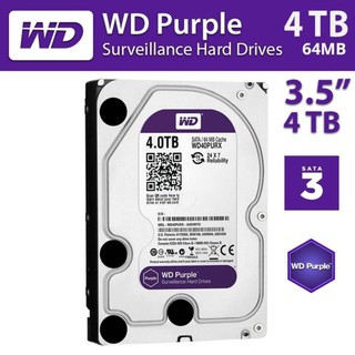 4 TB HDD (ฮาร์ดดิสก์กล้องวงจรปิด) WD PURPLE 5400RPM SATA3 (WD42PURZ) รับประกัน 3 - Y