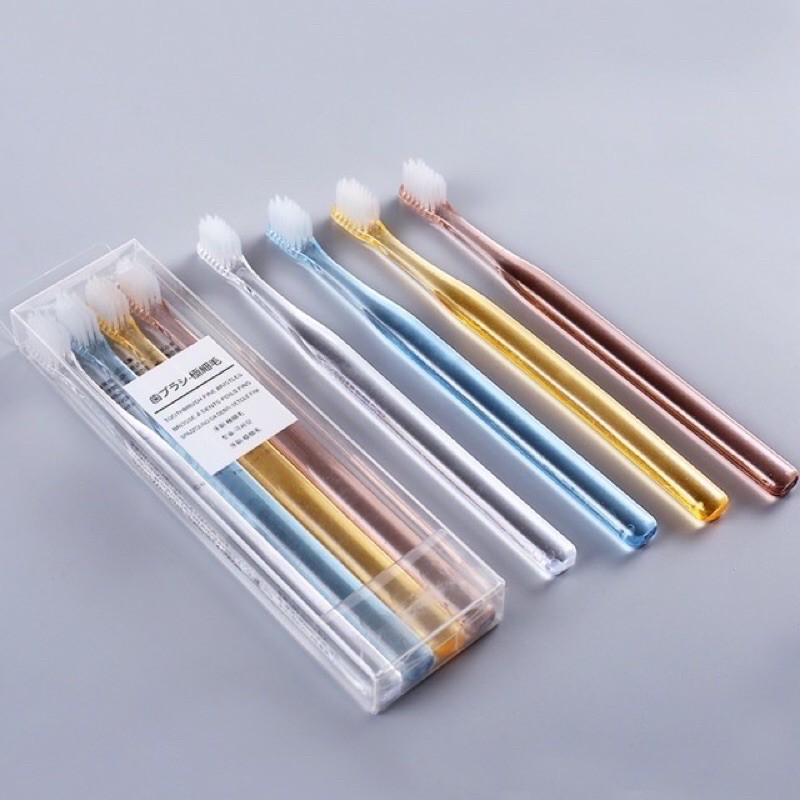 Amataonline แปรงสีฟันญี่ปุ่น Muji ด้ามใส เซ็ท 4 ชิ้น