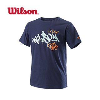 เสื้อยืดแขนสั้น คอกลม ผ้าฝ้าย พิมพ์ลาย Wilson ทรงหลวม เข้ากับทุกการแต่งกาย แฟชั่นสําหรับสตรีเสื้อยืด