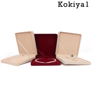 [kokiya1] กล่องกํามะหยี่ แบบพกพา สําหรับใส่เครื่องประดับ สร้อยคอ ไข่มุก ขนาด 19x19x4 ซม.