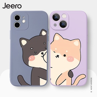 Jeero เคสคู่ เคสไอโฟน คู่รัก ขอบเหลี่ยมกันกระแทกซิลิโคนนุ่มการ์ตูนน่ารักตลก เคสโทรศัพท์ Compatible for iPhone 15 14 13 12 11 Pro Max SE 2020 X XR XS 8 7 ip 6S 6 Plus HFE1133