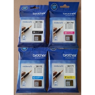 Brother  inkLC-3617 BK C M Y ( 4 ตลับหมึก )Original ชุดสี แยก 4 ตลับ แท้ศูนย์ ของใหม่ คุณภาพ100%