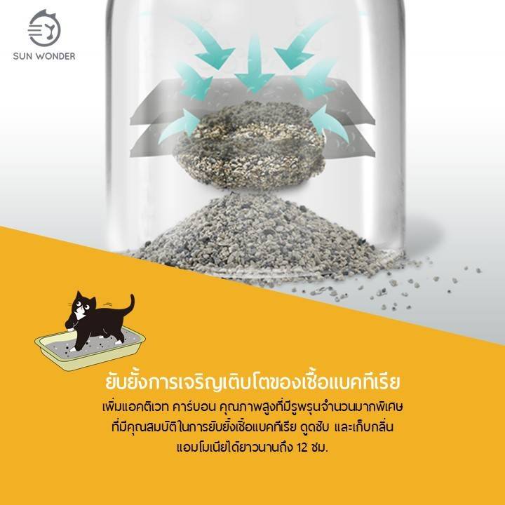 Sun Wonder ทรายแมวที่สัตวแพทย์เลือกใช้ จากหินลาวาแท้100% เก็บกลิ่นคงที่ยาวนาน 3 สัปดาห์ - รูปที่ 5