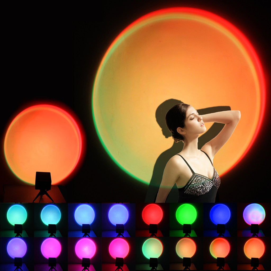 ☄♂16 Color Sunset light projection, Remote Sunset Light Projector, Night Light romantic vision, Ambi