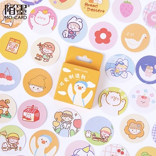 สติกเกอร์กล่อง Circle Cartoon 🟠 45 ชิ้น DIY Sticker Stickers Box สติ๊กเกอร์ ไดคัท mimisplan