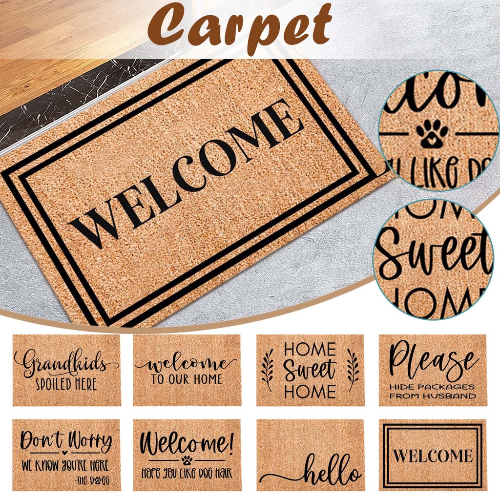 พรมเช็ดเท้า ผ้าสักหลาด พิมพ์ลาย Welcome กันลื่น สําหรับห้องครัว ห้องนั่งเล่น