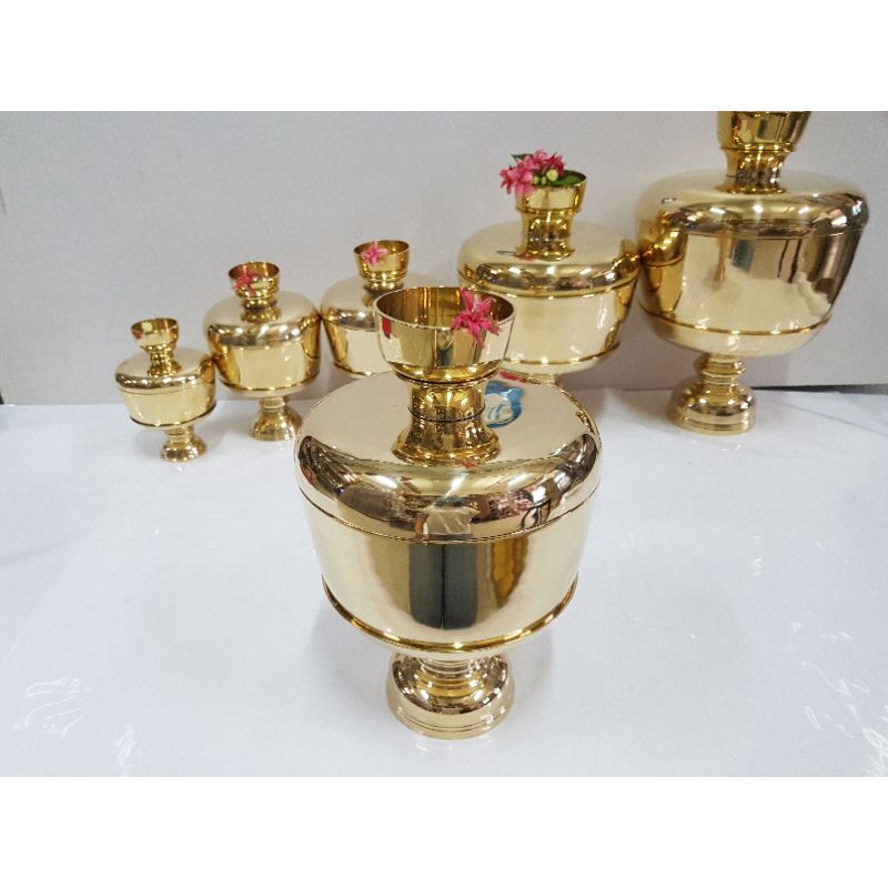Brass Byfa *F1220 ขันน้ำมนต์ 7นิ้ว บาตรน้ำมนต์ ขันฝาหล่อ