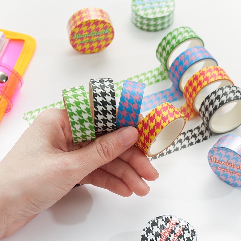 Houndstooth Marking tape ตกแต่ง เทปกระดาษ ลายหยัก พร้อมส่ง เท้ปน่ารัก ยาว 3 เมตร
