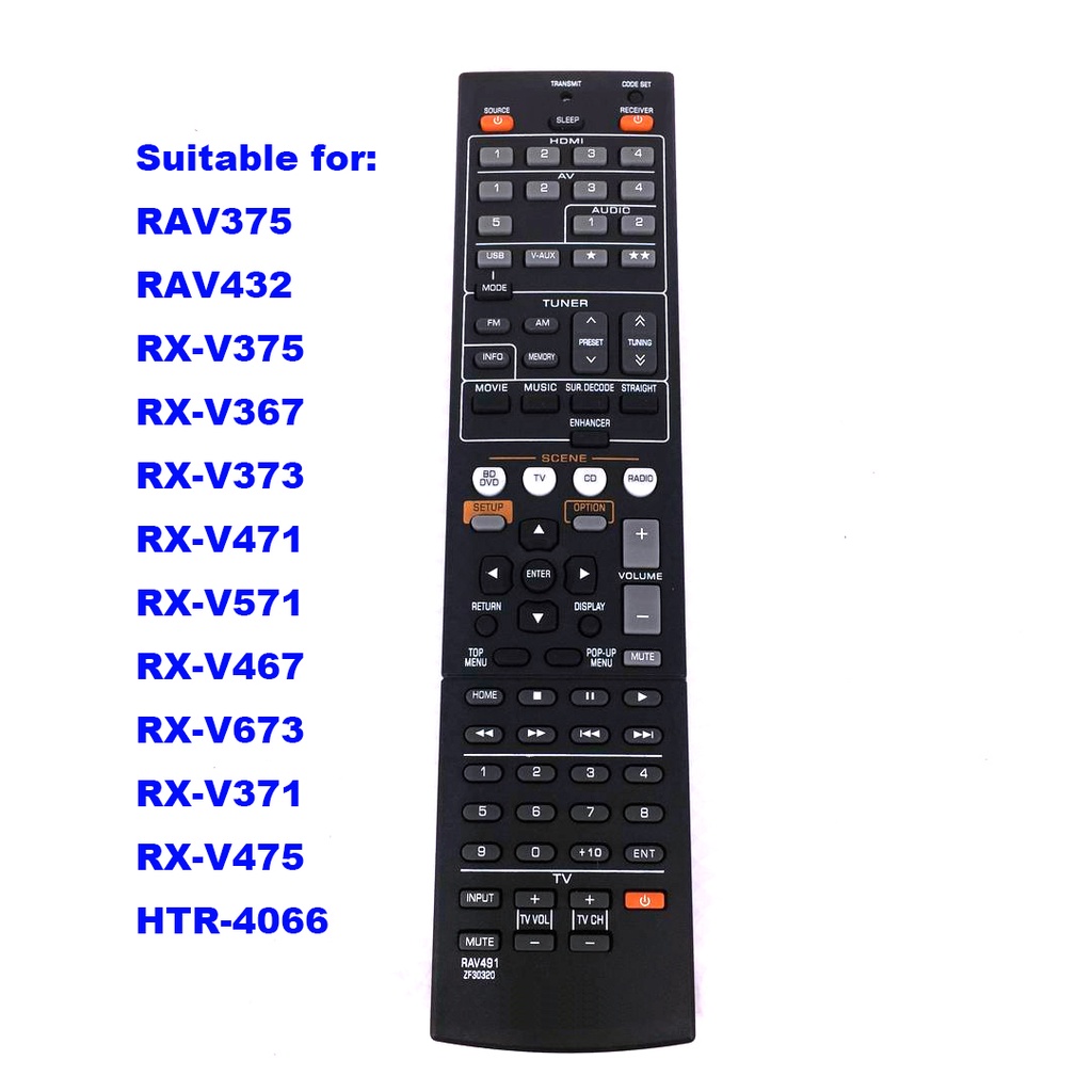 สําหรับ YAMAHA Audio Video Receiver RAV491 RAV432 AV Receiver วิทยุทีวี REPLACE RX-V375 RX-V367 RX-V373 RX-V471 RX-V571Remote Control