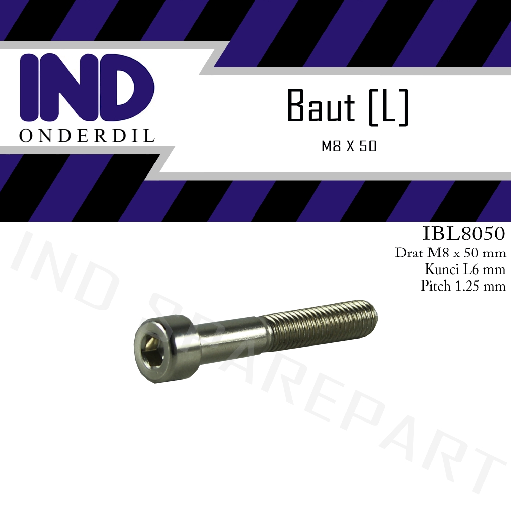 L-L6 M8x50-8x50-M 8 X 50 Key-K 6 P-Pitch 1.25