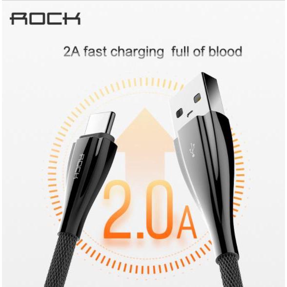 สายชาร์จ/ส่งข้อมูล แบบสายสั้น ROCK Alloy Metal Type C Data Cable (USB A to C)  - 30 cm