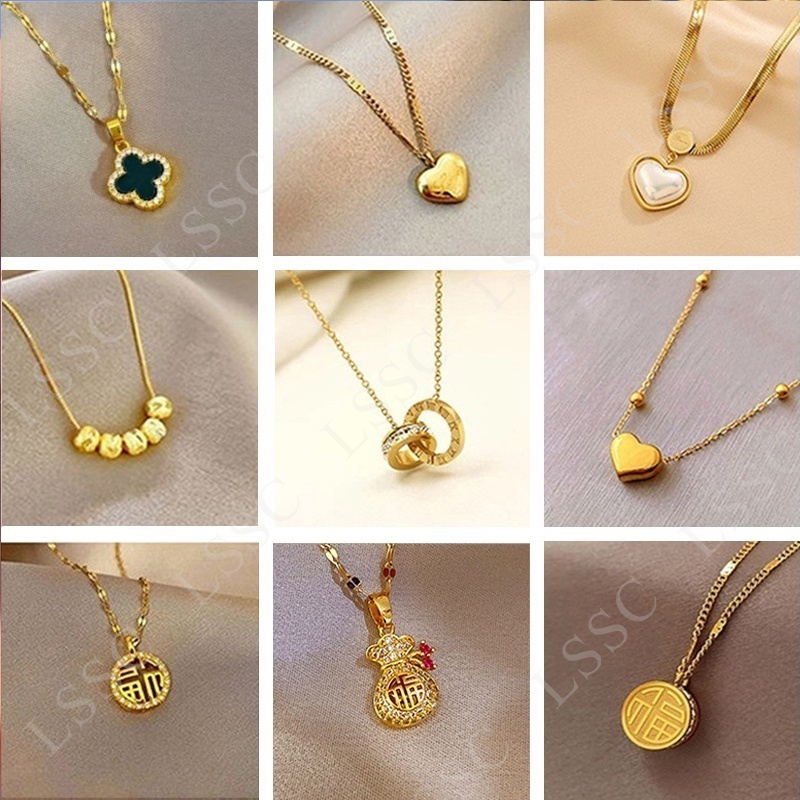 สร้อยทอง สร้อยคอทองชุบ 18k มีหลายแบบ สร้อยสแตนเลส โดนน้ำหอมได้ ใส่อาบน้ำได้【ไม่ลอกไม่ดำไม่แพ้】