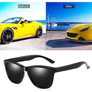 แว่นกันแดด Sunglasses แว่นตากันแดด วินเทจ Polarized UV400 สำหรับชายและหญิง Unisex (สีดำ)