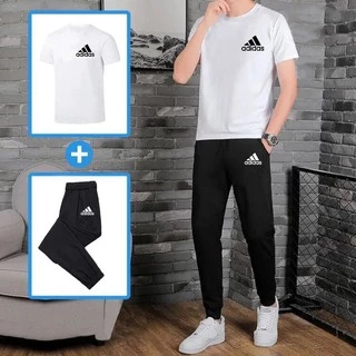 ** BK303+KU303**ชุดเซ็ตเสื้อยืดแขนสั้นสกรีนลาย+กางเกงขาจั๊มทรงออกกำลังกาย ชุดปลายเวท ใส่ได้ทั้งหญิงและชาย*ปลีก-ส่ง*