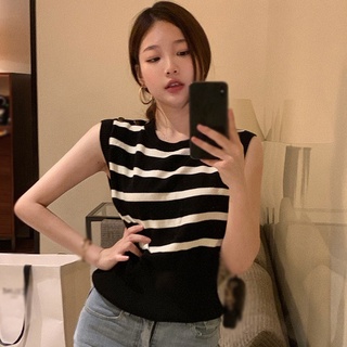 เสื้อกั๊ก คอกลม ผ้าถัก แบบเข้ารูป แบบรัดรูป สําหรับผู้หญิง