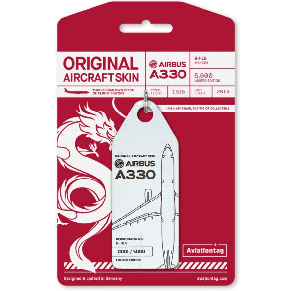 Aviationtag พวงกุญแจจากชิ้นส่วนเครื่องบินจริง - Dragonair A330-300