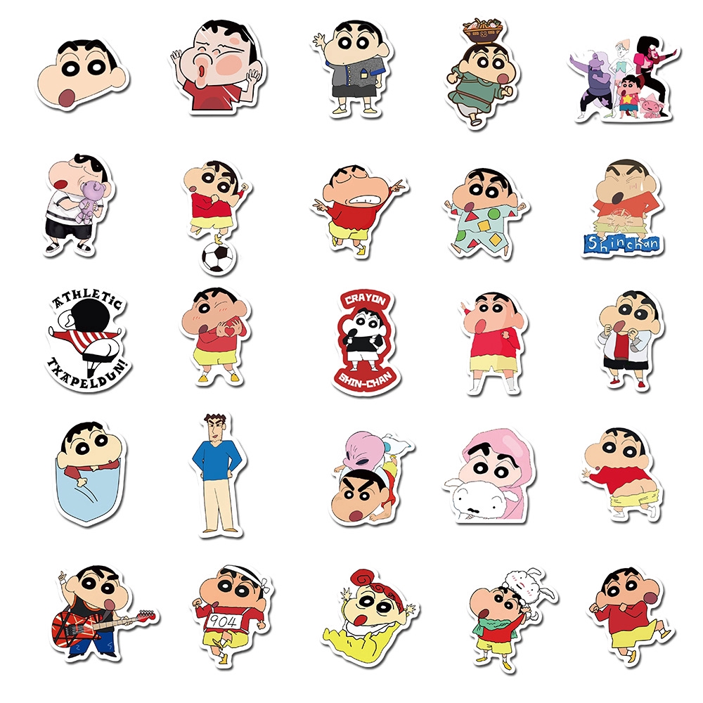 สติ๊กเกอร์พีวีซีกันน้ําลายการ์ตูน crayon shin - chan 50 ชิ้น