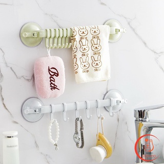 ถ้วยดูดยึดผนัง ไม่ต้องเจาะรู ที่แขวนของ ที่แขวนติดผนัง  Coner Towel Hanger with 6 clips