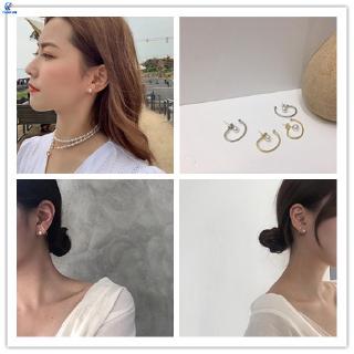 ต่างหูแบบติดหู ประดับไข่มุก สไตล์เรียบๆ เครื่องประดับผู้หญิง