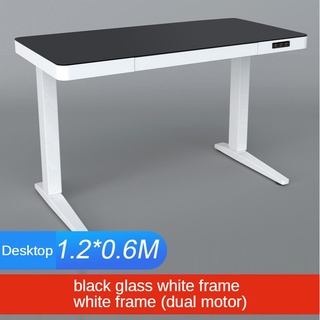 Hollin 21 X4 Study Desk Height Adjustable standing white black Tempered glass electric lift table Dual motor lifting  Wi