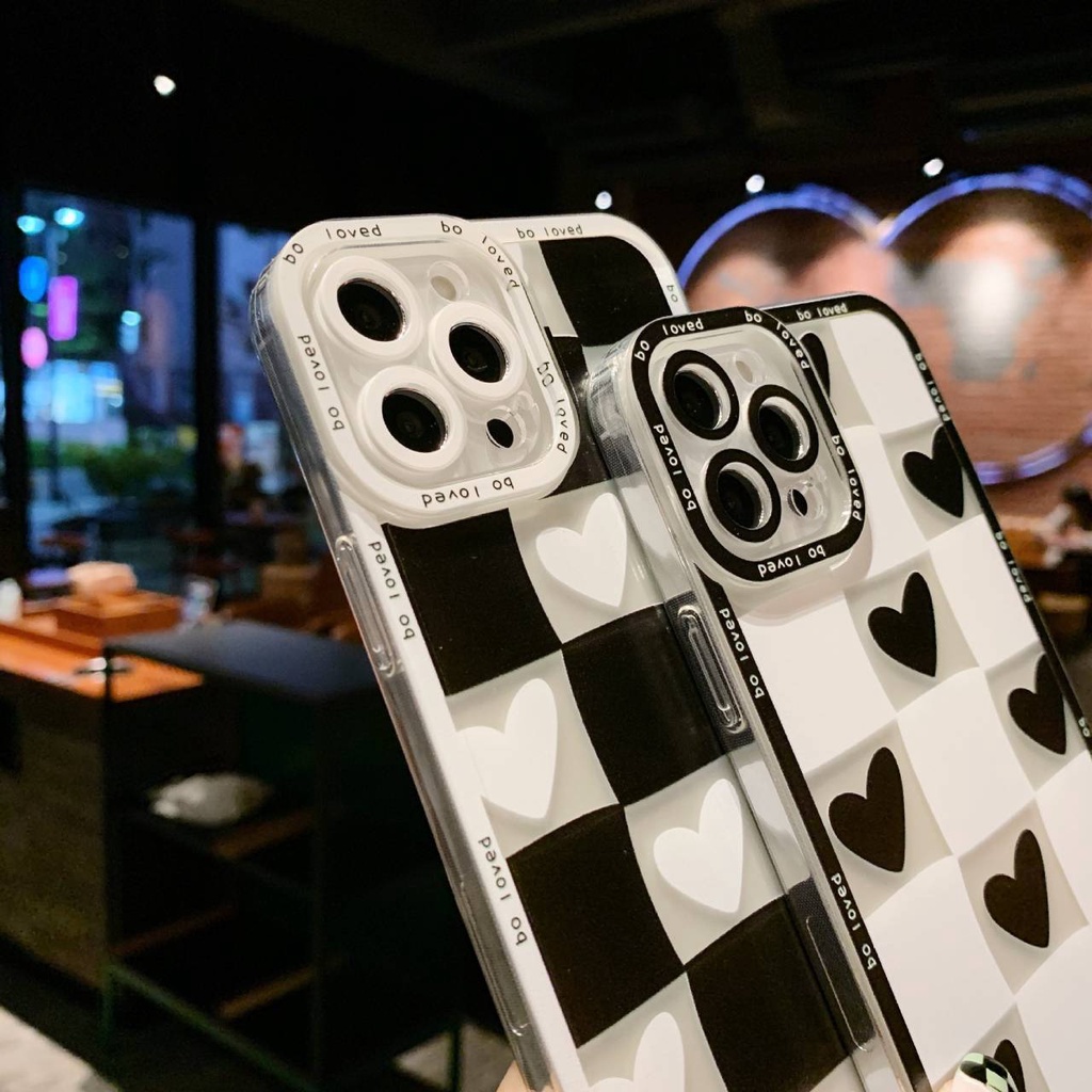 -พร้อมส่งในไทย-เคสซิลิโคน สกรีนลายตารางขาว/ดำ TPU นิ่ม สำหรับรุ่น 14/14PRO 14 PROMAX 13/13PRO 13PROMAX 12 11 XS#267 ราคา ถูกที่สุด ดีลบีเคเค แกลเลอรีภาพที่ 4