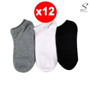 [ยกโหล 12 ชิ้น] พร้อมส่ง! ถุงเท้าข้อสั้น ป้ายญี่ปุ่น สีพื้น คุณภาพดีราคาถูก หนาไม่บาง ซักได้หลายครั้ง SO01
