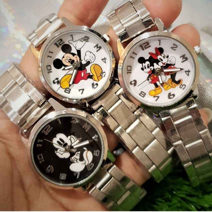 นาฬิกามิกกี้เมาส์ ( Mickey Mouse ) สายเลส แบบตัดข้อตามขนาดข้อมือ 《 แถมฟรี ‼️ กล่องใส่นาฬิกา 》
