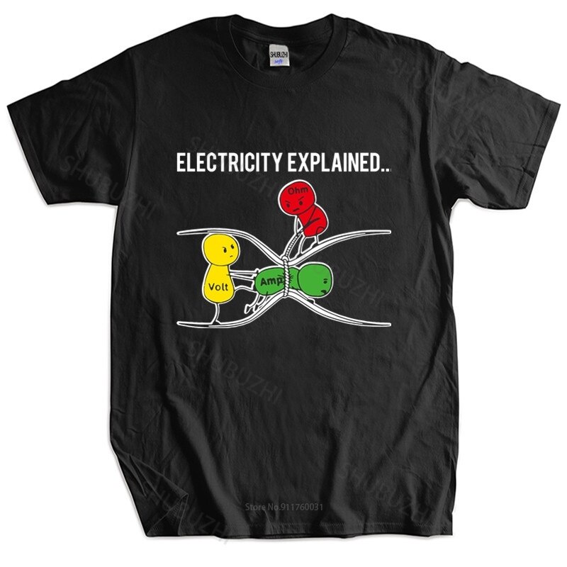 เสื้อยืดบุรุษ Euro size TOPS แฟชั่น tshirt ไฟฟ้าอธิบาย - Ohms Law Version2 เสื้อยืด unisex ผู้หญิง t