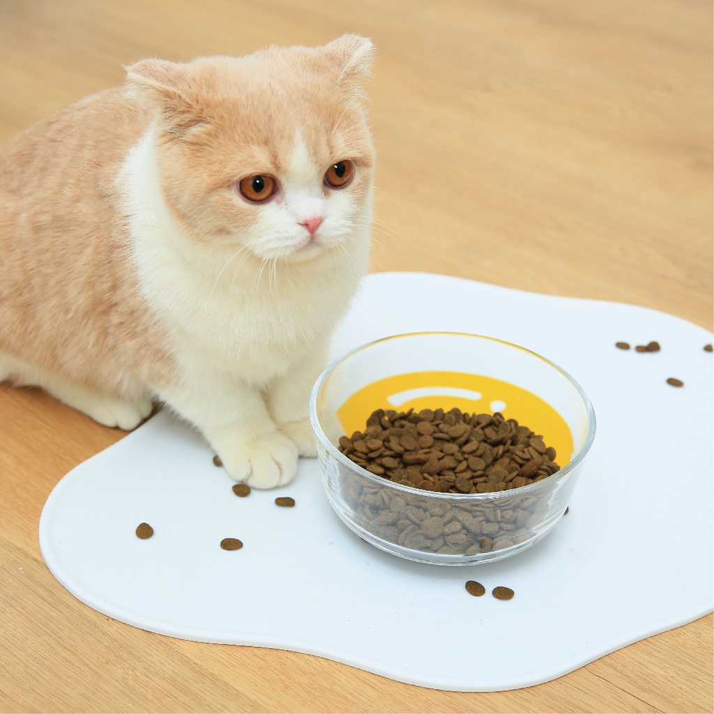 [  พร้อมส่ง] PURLAB Fried Egg Silicone Feeding Mat แผ่นรองชามอาหารแมว ที่รองชามอาหารสัตว์
