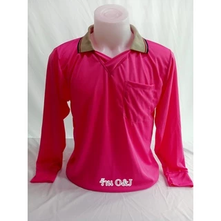 เสื้อคนงาน แขนยาวคอวีมีปกและกระเป๋า เนื้อผ้าไมโครเนื้อเรียบ สวมใส่สบายใส่ทำสวนทำไร่ได้