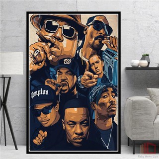 พิมพ์โปสเตอร์ Biggie Notorious 2PAC JAY-Z NWA Legend Star Collage ภาพวาดผ้าใบ Art ภาพผนัง Unframed