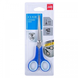 Deli 6003 Scissors กรรไกร ขนาด 6 4/5 นิ้ว อุปกรณ์สำนักงาน กรรไกรสแตนเลส กรรไกรตัด อุปกรณ์ตัดกระดาษ