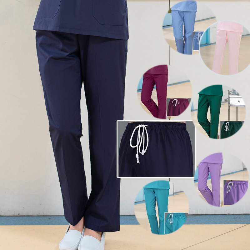 กางเกง เฉพาะชุดสครับ สําหรับเสื้อผ้าทํางานผู้หญิง Unisex ใช้โรงพยาบาลทันตกรรมคลินิกสปาผ้าฝ้าย