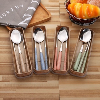 rice straw cutlery set ชุดช้อนส้อมตะเกียบแบบพกพา