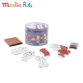 Moulin Roty ชุดตัวปั้มยาง Stamper ลายสัตว์ กล่องกลมม่วง MR-632644