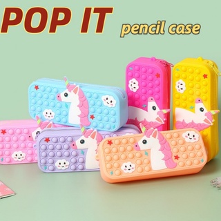 【พร้อมส่ง】Pop It Unicorn กล่องดินสอ ซิลิโคนนุ่ม บีบบับเบิ้ล Fidget ลายปิกาจู เครื่องเขียน สร้างสรรค์ สําหรับเด็ก